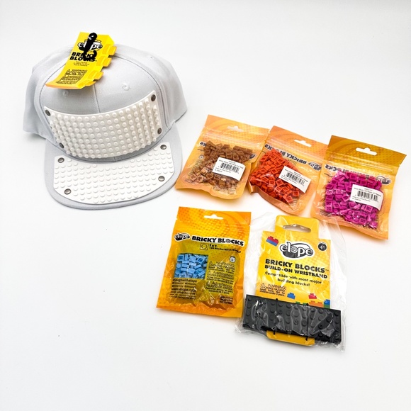 elope Building Block Snapback Hat Flat Bill White Cap NEW w/ Blocks to Decorate - Picture 1 of 8